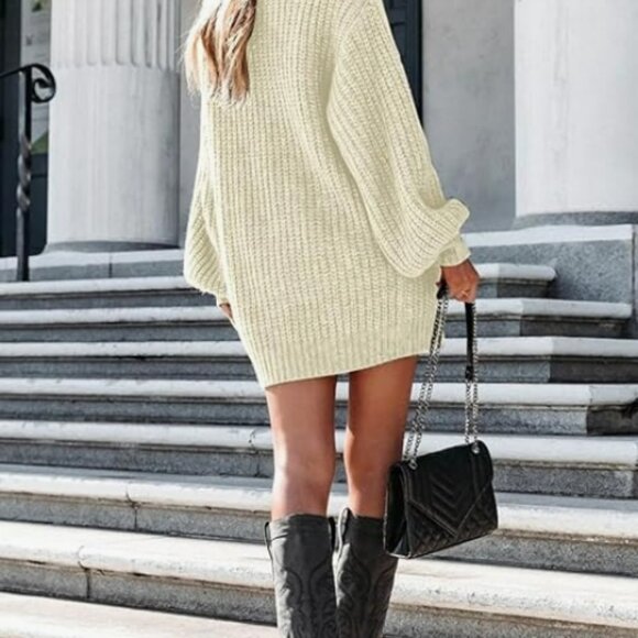 VNIRA Women’s Turtle Neck Knit Sweater, Medium size, color White - Picture 3 of 7